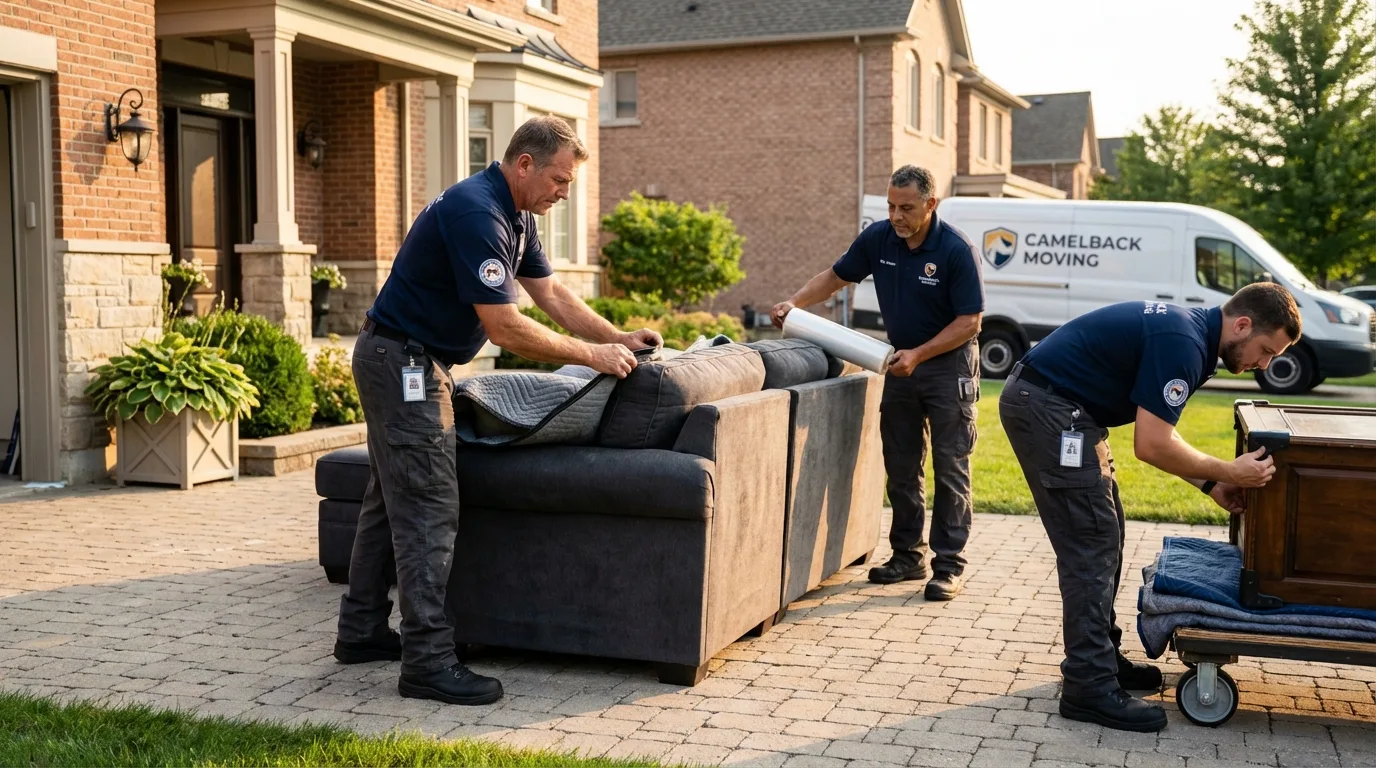 Large estate moving crew wrapping furniture in Mobile, AL